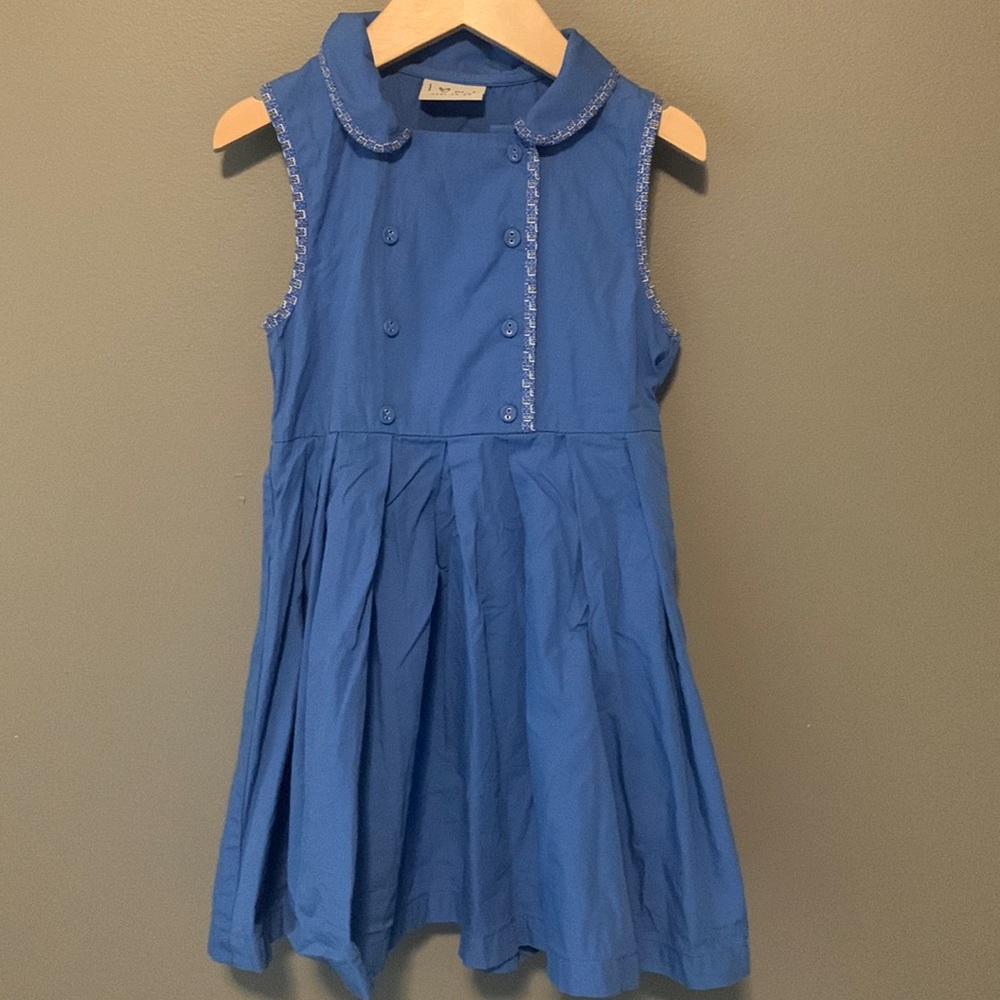 Next girls blue collar cotton sleeveless dress.  Size 4/5